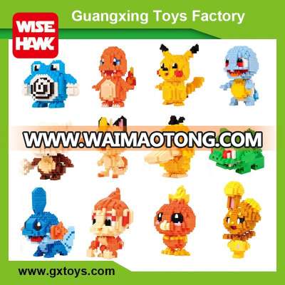 Shantou factory high quality intellect bricks Pokemon model plastic kids block toys