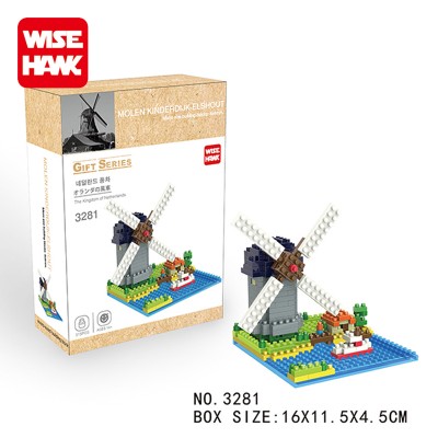 Hot sale plastic Dutch windmill building block toys diamond blocks for kids